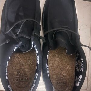Black Leather Loafers with Slip-On Design